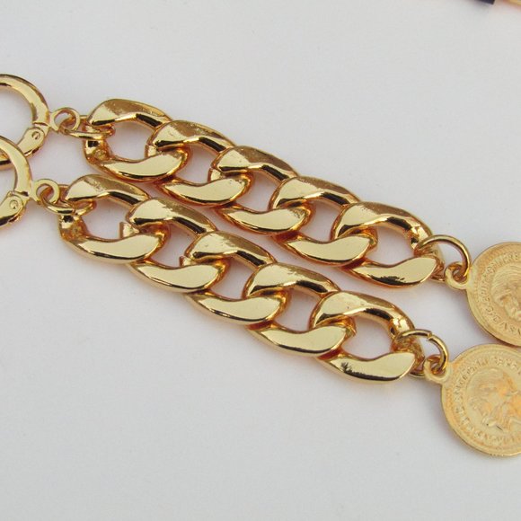Talliana Gold Plated Coin Necklace Set Earrings Bracelet - Picture 4 of 6